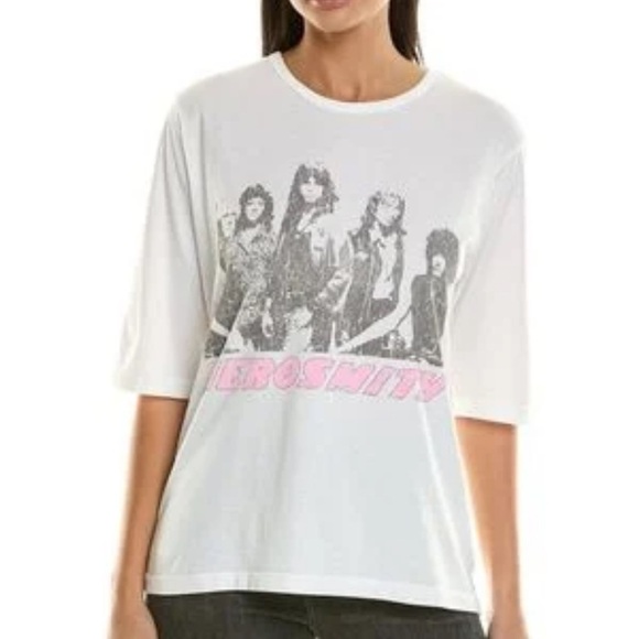 Recycled Karma Aerosmith Back In The Saddle T Shirt White Short Sleeve Tee Sz S - Picture 1 of 9